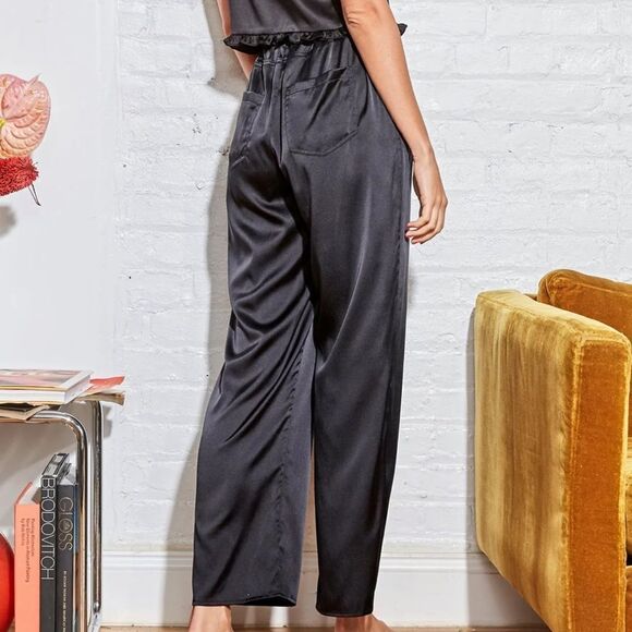 Fleur du Mal Washable Silk PJ Pant Black Large MSRP $195 - Picture 3 of 6
